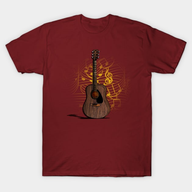 Wooden Guitar T-Shirt by Zodiart